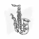 saxophone color  tattoo design idea