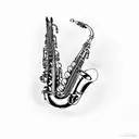 saxophone with color flowing out tattoo design idea