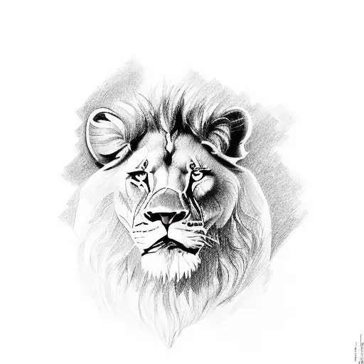 A police officer running alongside a lion tattoo design idea