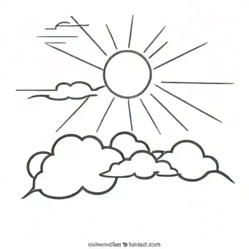 A sun breaking through storm clouds with rays of light shining down tattoo design idea