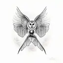 Barn Owl with open wings tattoo design idea