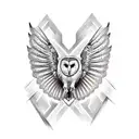 Barn Owl with open wings tattoo design idea