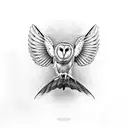 Barn Owl with open wings tattoo design idea