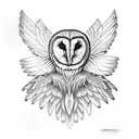 Barn Owl with open wings tattoo design idea