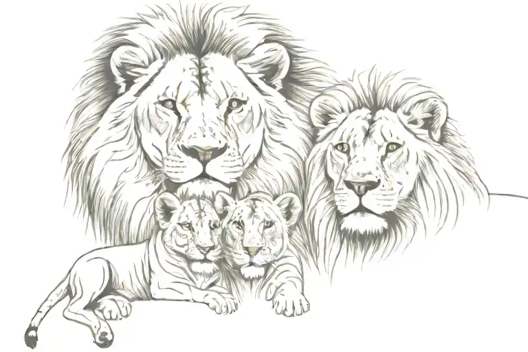 Lion with mom and dad tattoo design idea