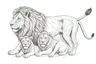 Lion with mom and dad tattoo design idea