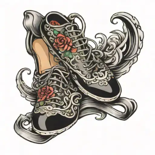 metal shoes tattoo design idea