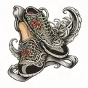 metal shoes tattoo design idea