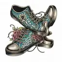 metal shoes tattoo design idea