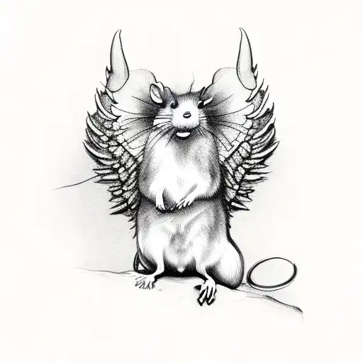 3 cartooon rats with angel wings on a cloud tattoo design idea