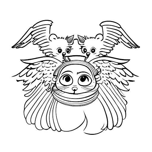 3 cartooon rats with angel wings on a cloud tattoo design idea