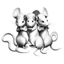 3 little rats with angel wings on a cloud tattoo design idea