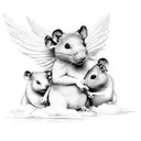 3 little rats with angel wings on a cloud tattoo design idea