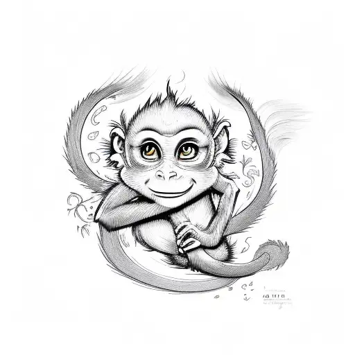 cute fire monkey tattoo design idea