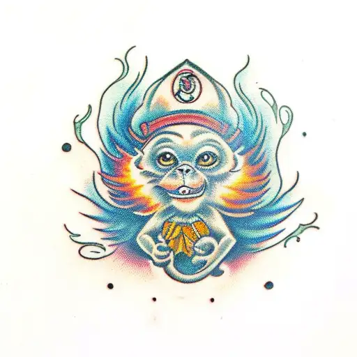 cute fire monkey tattoo design idea