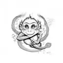 cute fire monkey tattoo design idea