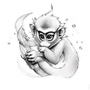 cute fire monkey tattoo design idea