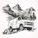 Chevy Van in a Rocky Mountain Scene tattoo design idea