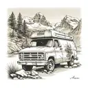 Chevy Van in a Rocky Mountain Scene tattoo design idea