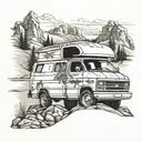 Chevy Van in a Rocky Mountain Scene tattoo design idea