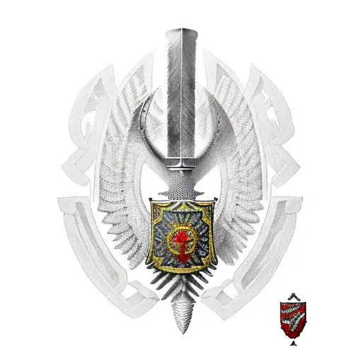 Skanderbeg, sword, shield, 2 headed eagle tattoo design idea