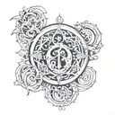 samuel  sign incorporated within omega symbol tattoo design idea