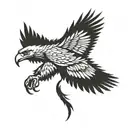 blad eagle flying with wings spread and talons reaching out tattoo design idea