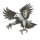 blad eagle flying with wings spread and talons reaching out tattoo design idea
