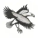 blad eagle flying with wings spread and talons reaching out tattoo design idea