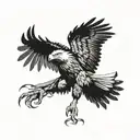 blad eagle flying with wings spread and talons reaching out tattoo design idea