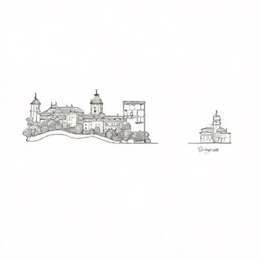 skyline of the city of Sigüenza. tattoo design idea