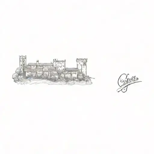 skyline of the city of Sigüenza. tattoo design idea