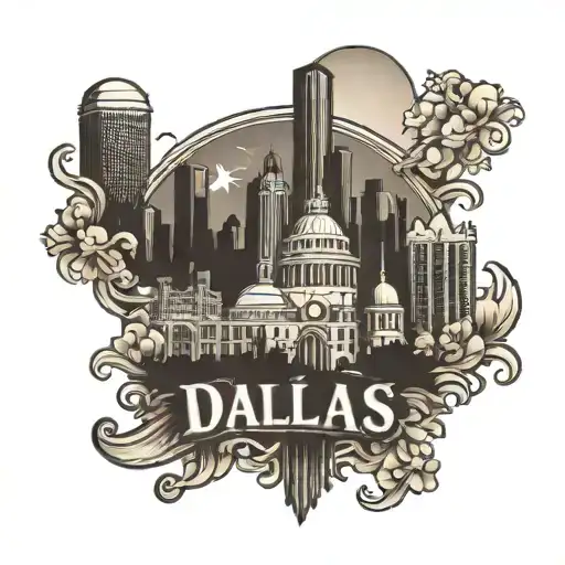 Dallas Texas  Skyline tattoo design idea