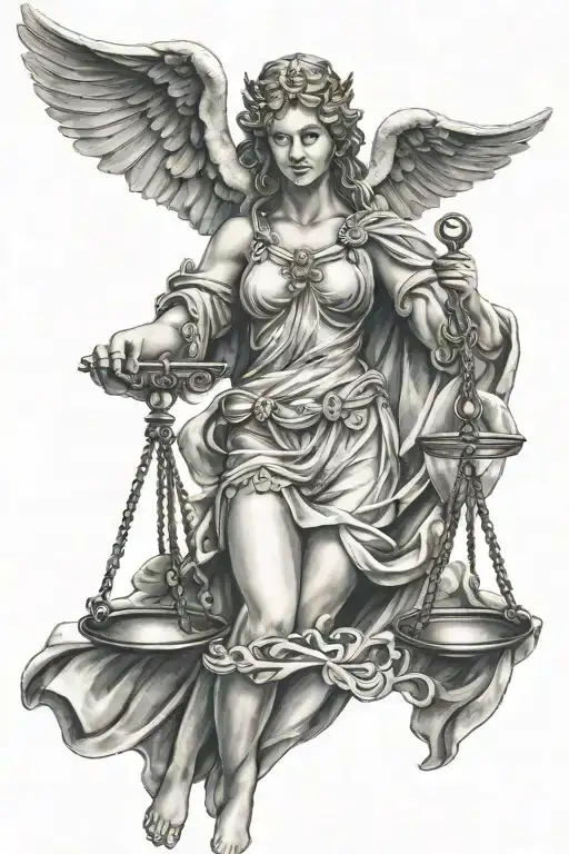 lady justice holding scales tattoo design idea