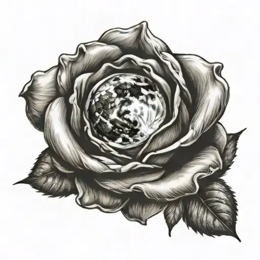 moon self love rose intertwined tattoo design idea