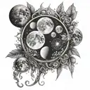 moon phases surrender to magic flowing tattoo design idea