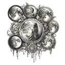 moon phases surrender to magic flowing tattoo design idea