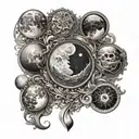 moon phases surrender to magic flowing tattoo design idea