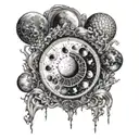 moon phases surrender to magic flowing tattoo design idea