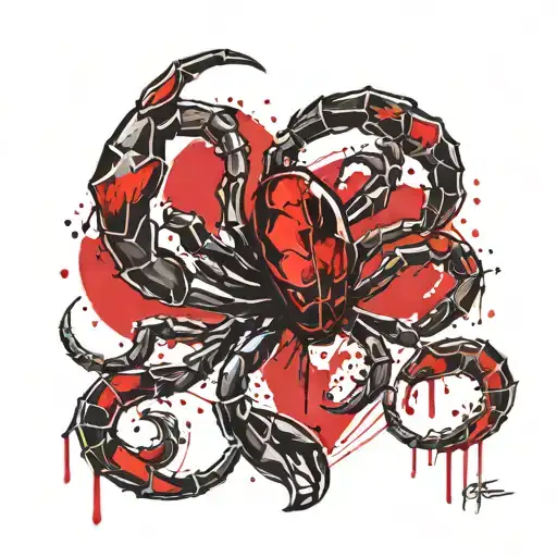 scorpion with hope and love heart tattoo design idea