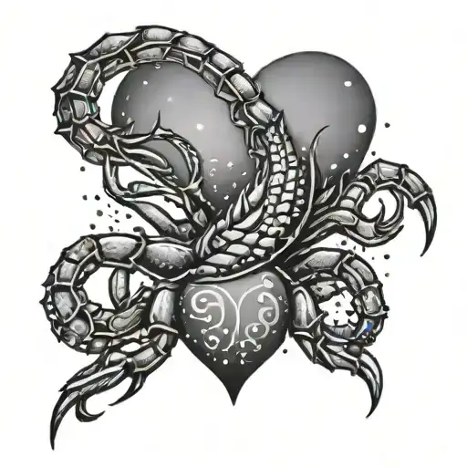 scorpion with hope and love heart tattoo design idea