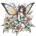 fairy flying tattoo design idea
