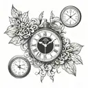 clock with all threes tattoo design idea