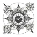 clock with all threes tattoo design idea