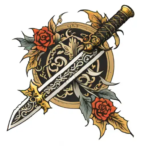 sword with thorns tattoo design idea