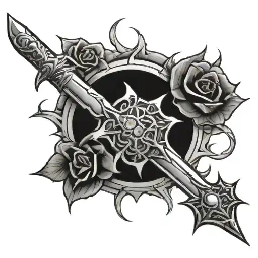sword with thorns tattoo design idea