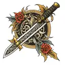 sword with thorns tattoo design idea