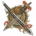 sword with thorns tattoo design idea