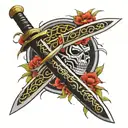 sword with thorns tattoo design idea