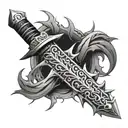 sword with thorns tattoo design idea